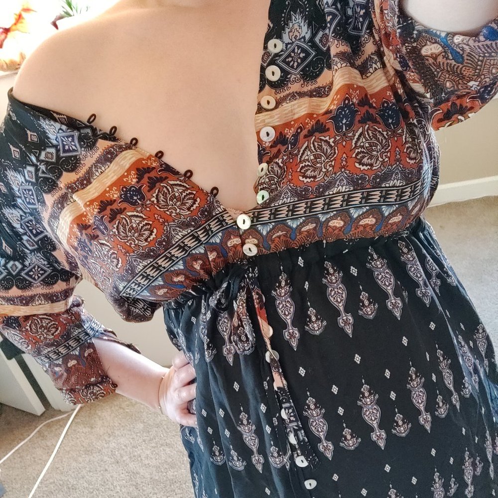 💎✨ Boho Print Maxi Dress - Picture 2 of 6